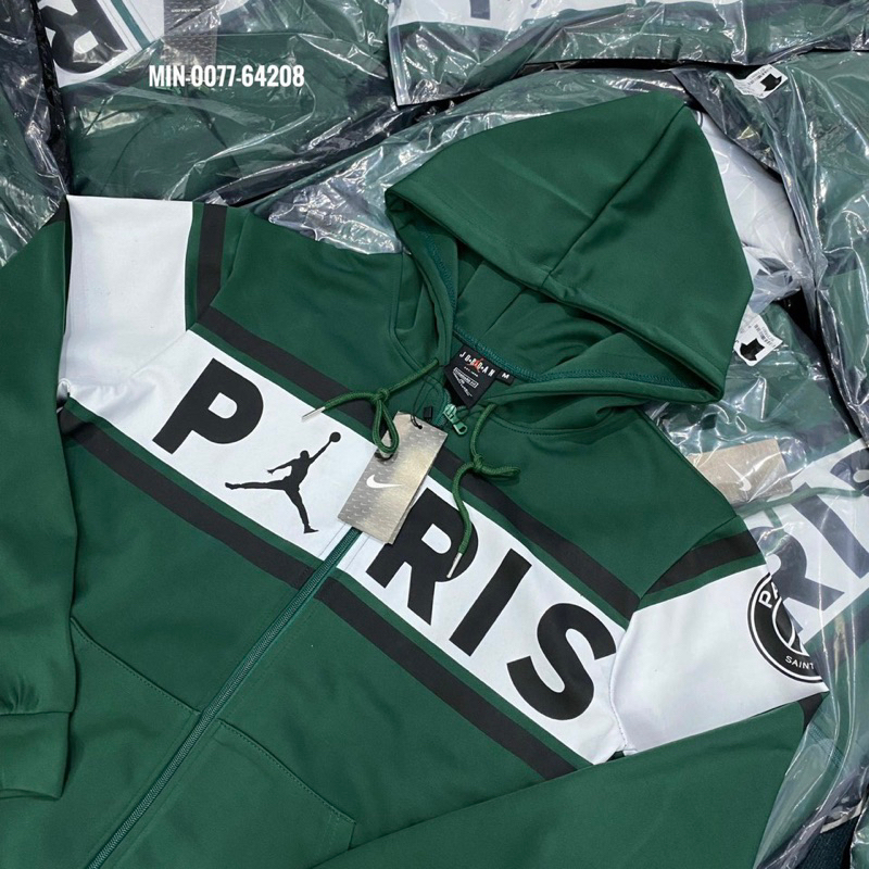 Bộ đồ nam thể thao dài tay thu đông áo mũ hoodie in vạch chữ Paris sọc đỏ thêu logo vải nỉ da cá BD28P