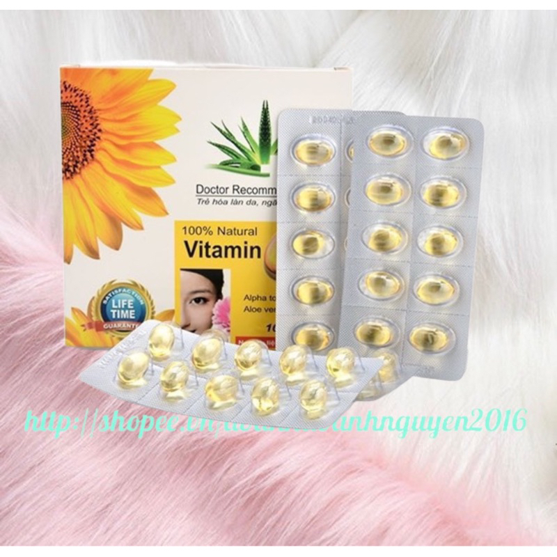 VITAMIN E NHA ĐAM 400IU - Hộp 100 viên nang mềm -Tinh dầu lô hội làm đẹp da, chống lão hóa, ngừa nếp nhăn