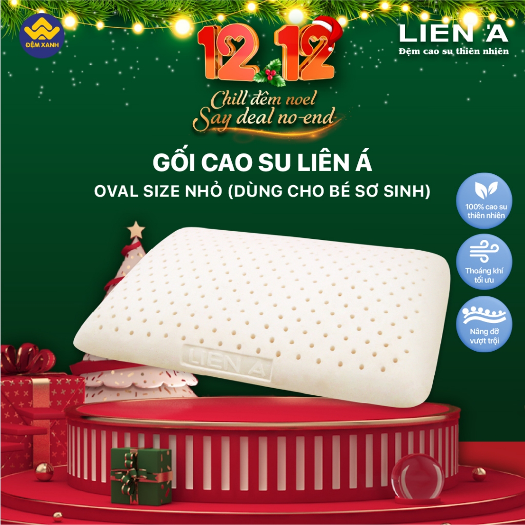 Gối cao su Liên á oval size nhỏ 17x35x2 ( dùng cho bé sơ sinh)