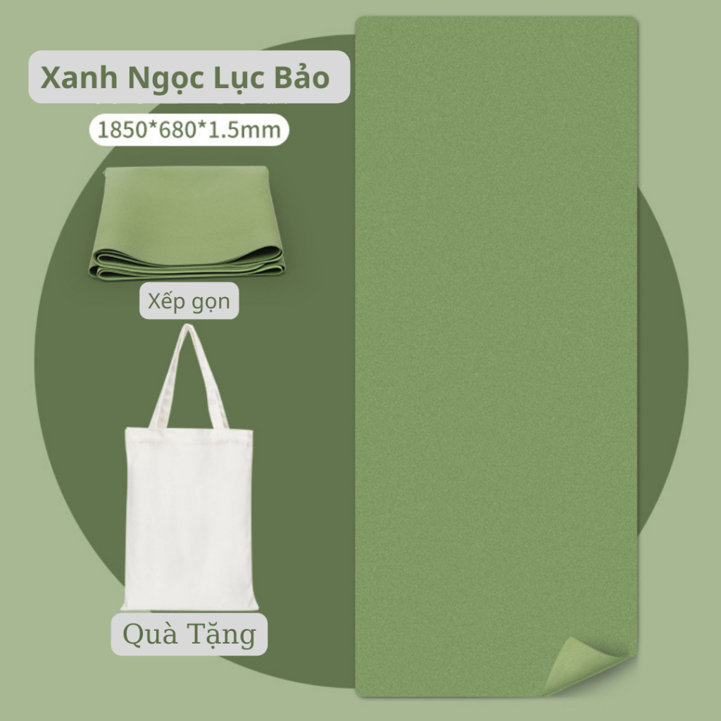 Thảm Tập Yoga 🧘🏻‍♀️ Mỏng Gấp Gọn Cao Su Thiên Nhiên Phủ PU Siêu Bám Chống Trượt
