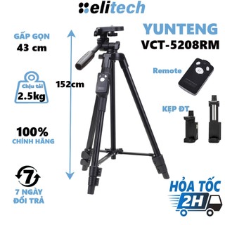 Tripod điện thoại Chân máy ảnh Yunteng VCT-5208RM kèm remote, kẹp điện thoại, túi xách tiện dụng
