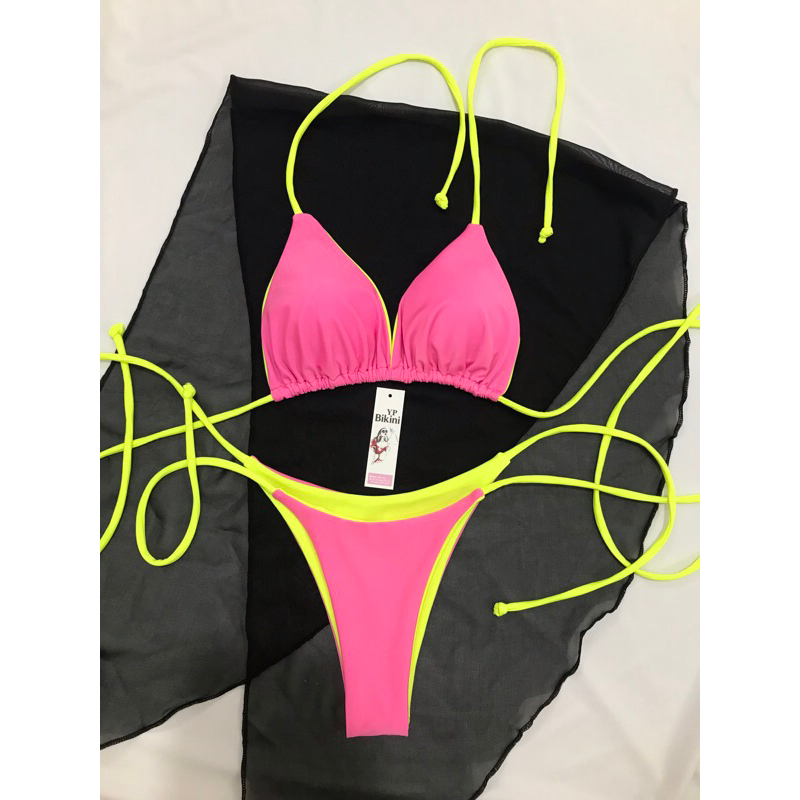 Bikini áo tắm 2 mảnh phối dây nhiều màu tam giác