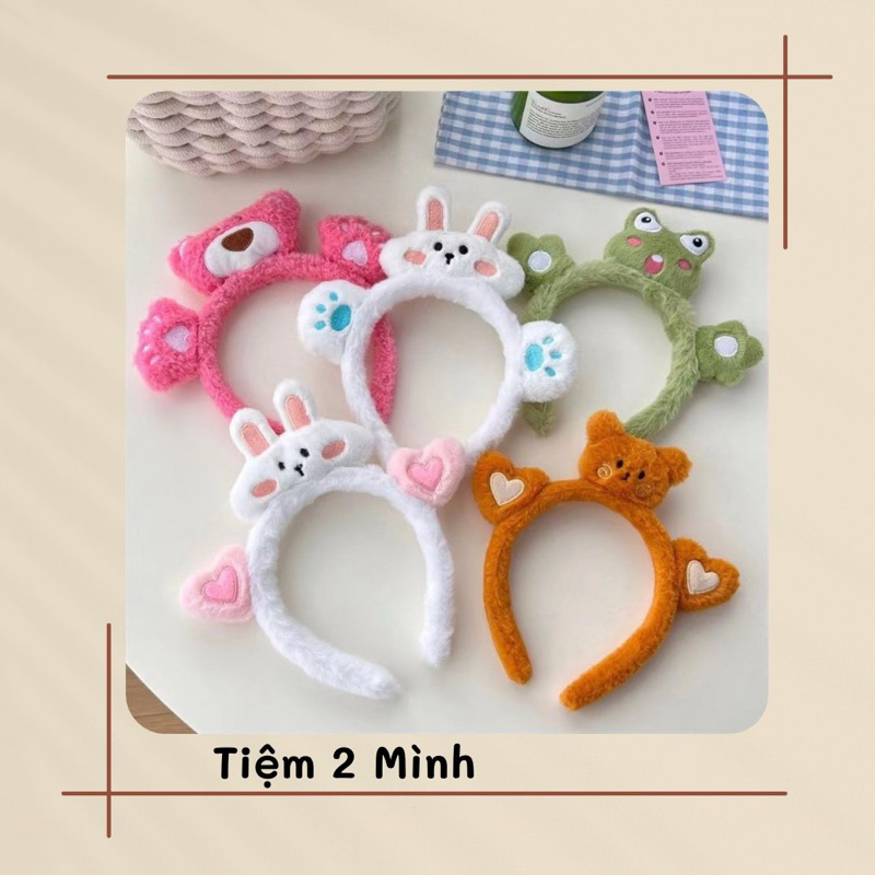 Băng đô cài tóc rửa mặt phối lông mềm mại
