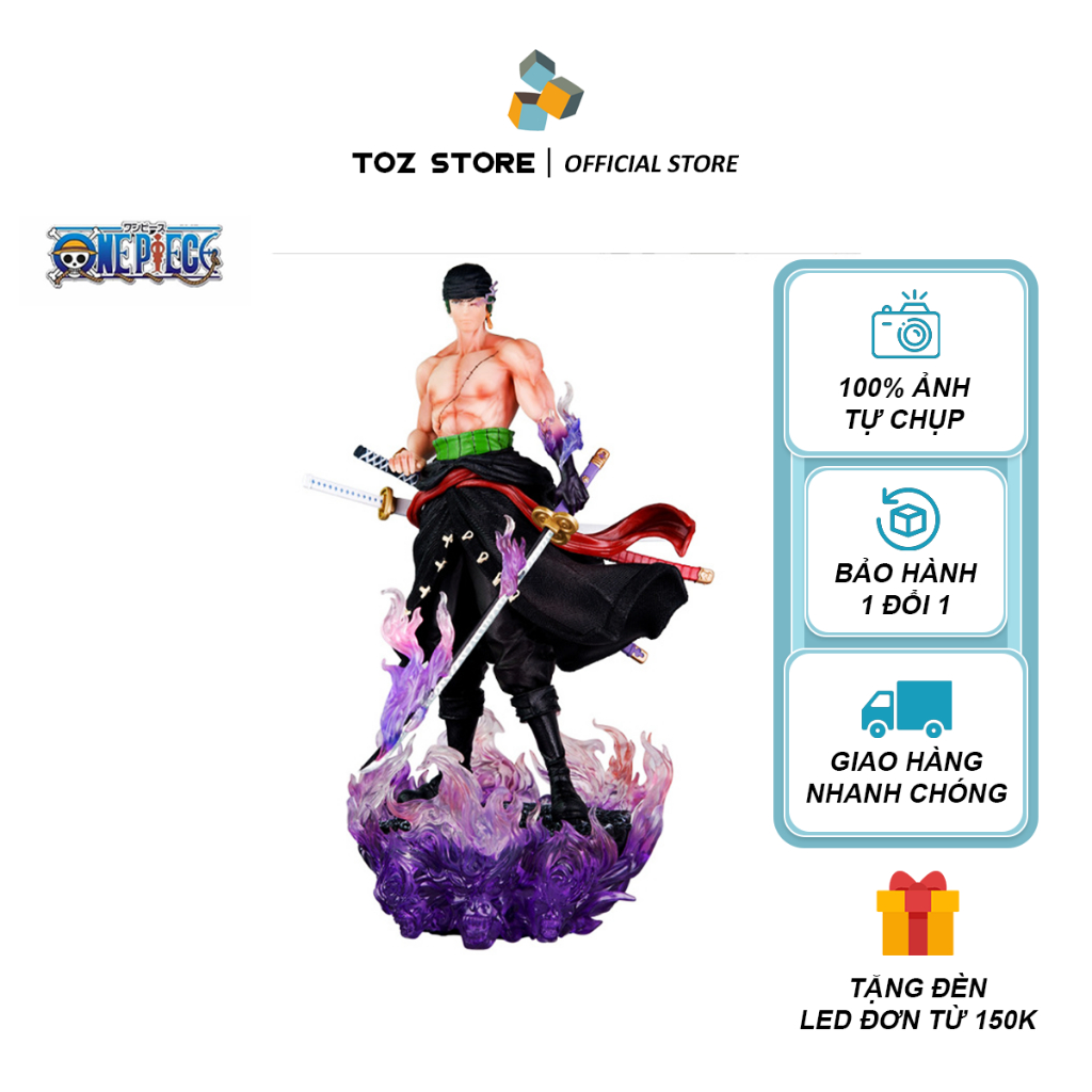 Mô hình, Figure One Piece Roronoa Zoro trạng thái chiến đấu tay haki  cao 33cm - Fullbox Toz Store