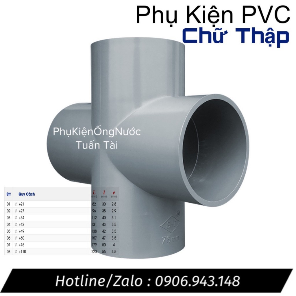 CHỮ THẬP NHỰA PVC, THẬP GIẢM PVC CHÍNH HÃNG
