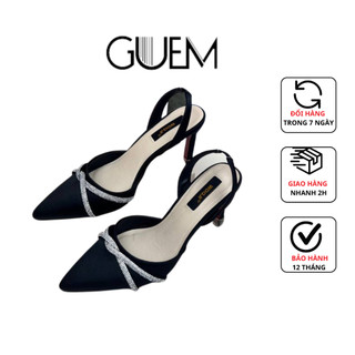 Giày cao gót sandal nữ 8cm gót nhọn mũi nhọn đính đá a21