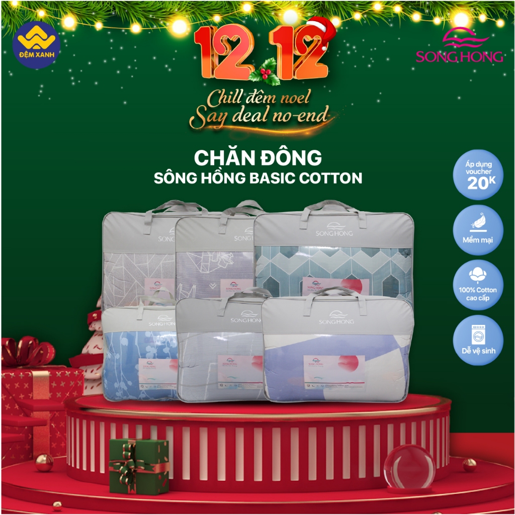 Chăn đông Sông Hồng Basic cotton mẫu mới 2023-2024