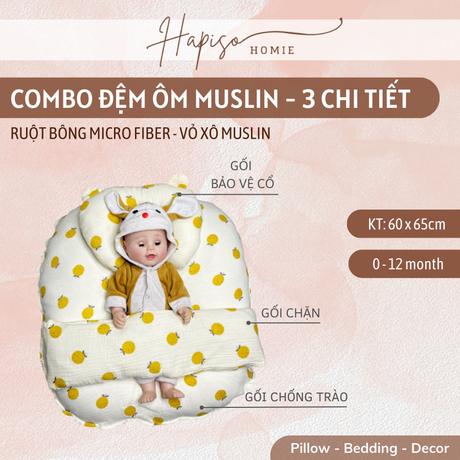 Combo Gối Chống Trào Ngược Muslin