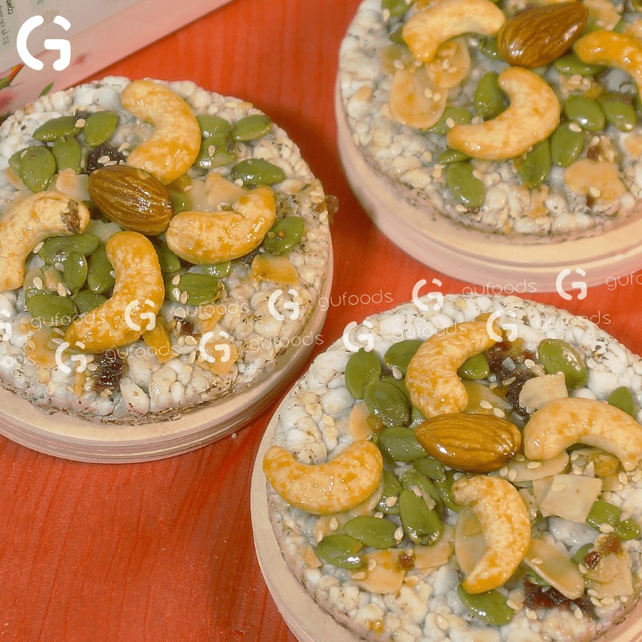 Bánh Gạo Lứt Phủ Granola Siêu Hạt Gufoods Hộp 170g - Thực Phẩm Bổ Sung Dinh Dưỡng Cho Mẹ Bầu, Người Ăn Chay, Healthy