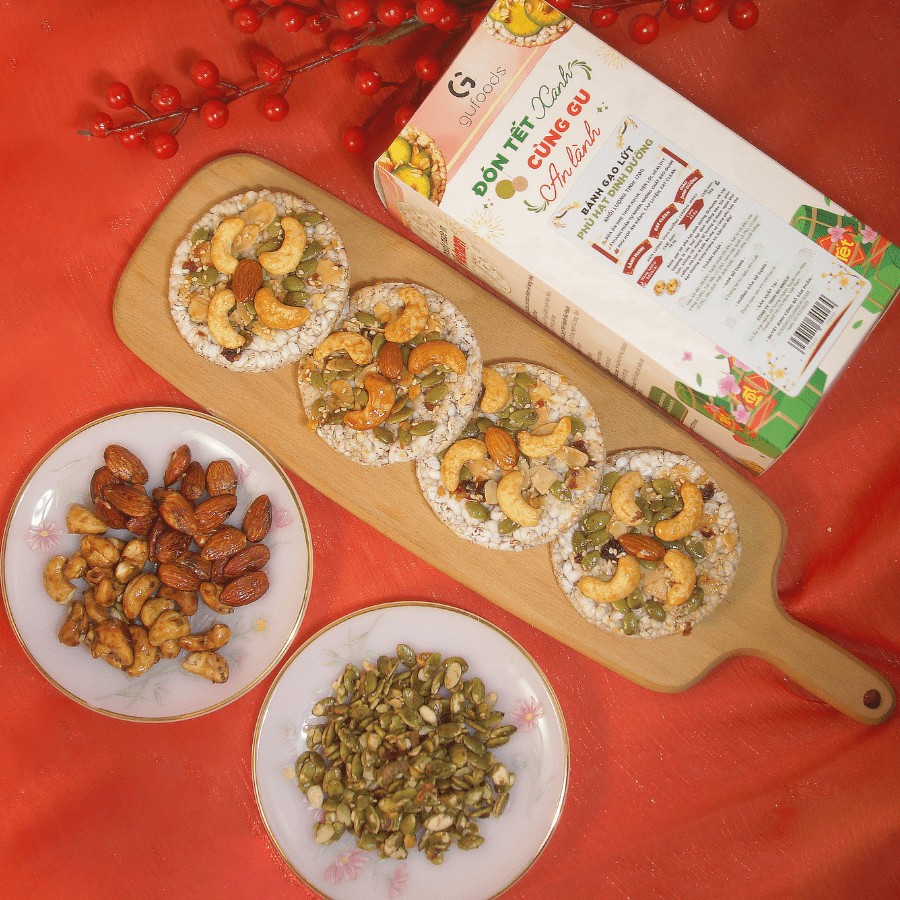 Bánh Gạo Lứt Phủ Granola Siêu Hạt Gufoods Hộp 170g - Thực Phẩm Bổ Sung Dinh Dưỡng Cho Mẹ Bầu, Người Ăn Chay, Healthy