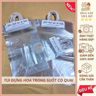[SỈ LẺ RẺ] Túi đựng hoa trong suốt có quai nhiều kích thước làm quà lễ tết handmade - Hoa Sáp Nhà Bơ
