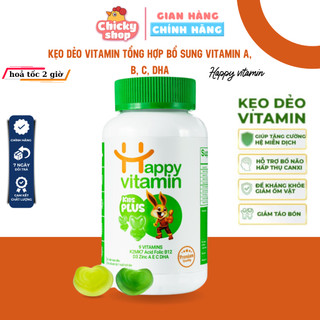 Kẹo dẻo Vitamin tổng hợp cho bé Kids Plus+ có D3K2,A,B12,C,DHA giúp con ăn ngon, tăng đề kháng cho trẻ - Happy Vitamin