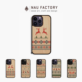 Ốp lưng iPhone gỗ Maple khắc laser tô màu thủ công NAU FACTORY - Thổ Cẩm Giáng Sinh