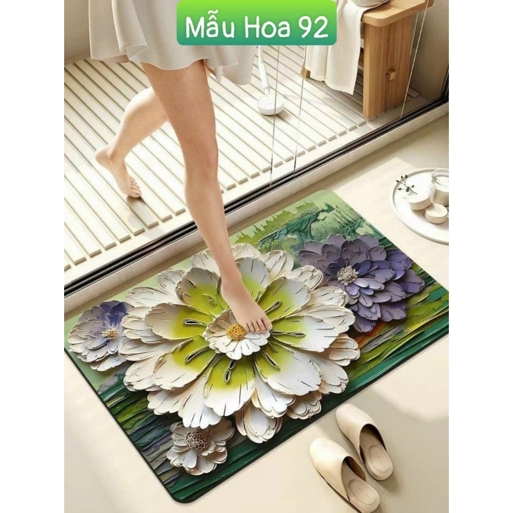 Thảm lau chân nhà Bếp  chùi chân trải sàn hình thú phòng khách phòng tắm 3d chống trượt cao cấp