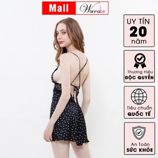 Đầm ngủ lụa WANNABE DNS90 váy ngủ cut-out chữ V thắt nơ lưng điệu đà khoe lưng ong quyến rũ ánh nhìn