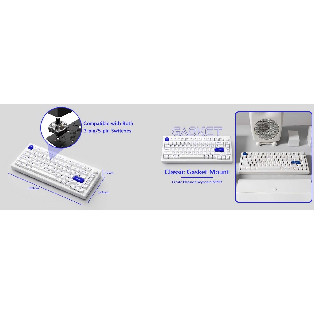 Bàn phím cơ AKKO MOD007 PC Blue on White