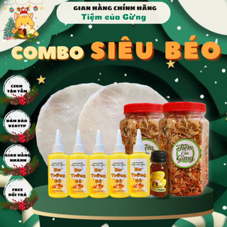 Bánh tráng phơi sương 400gr, muối ruốc hành phi 400gr, bơ 500gr và một chai sốt tắc