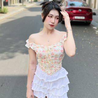 Áo corset hoa nhí dây bèo PINKSTORE29 kiểu đan lưng gợi cảm A5940