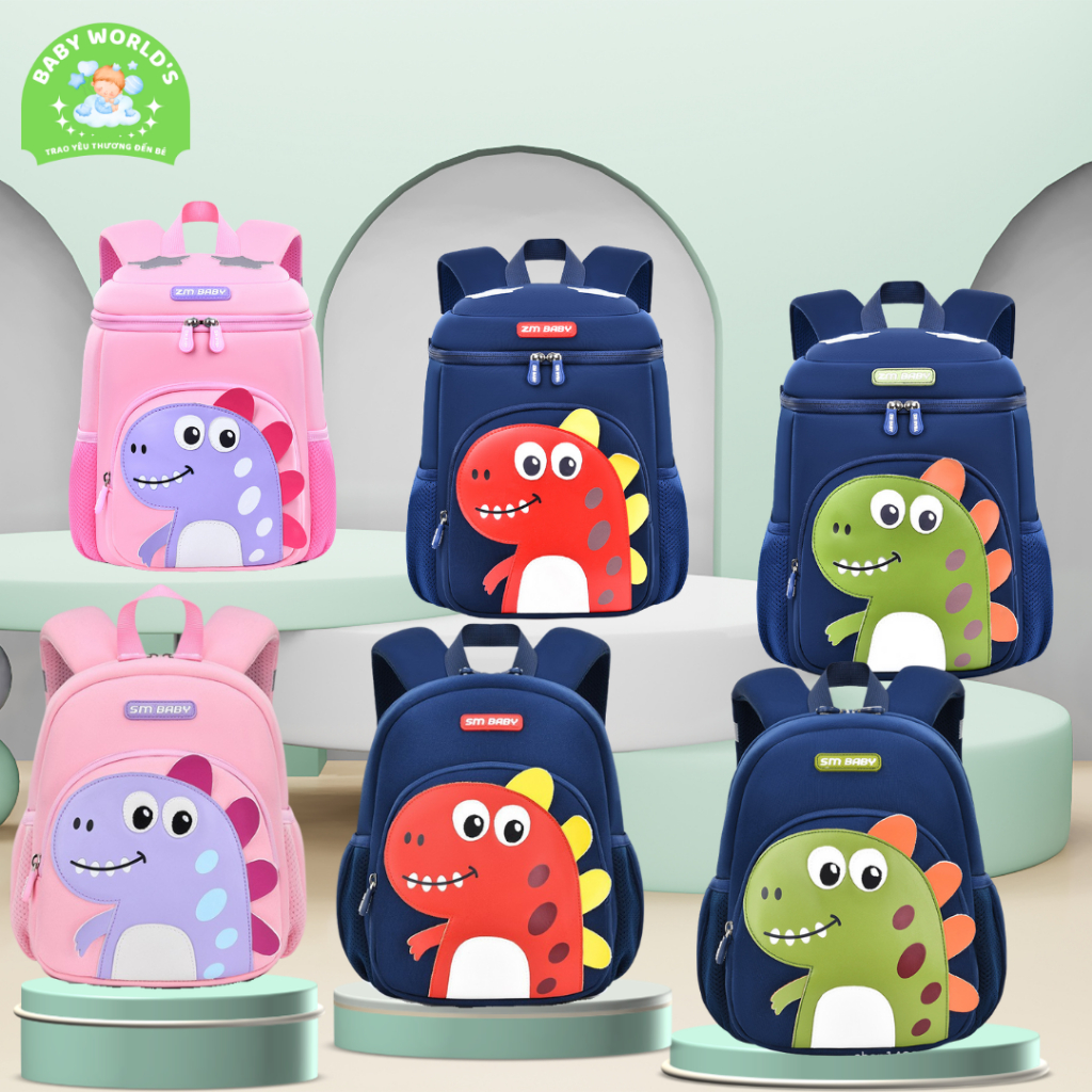 (Mẫu đẹp) Ba Lô khủng long Cho Bé Trai Bé Gái Mầm Non Mẫu Giáo 2-5 tuổi chất liệu cao cấp - dễ thương
