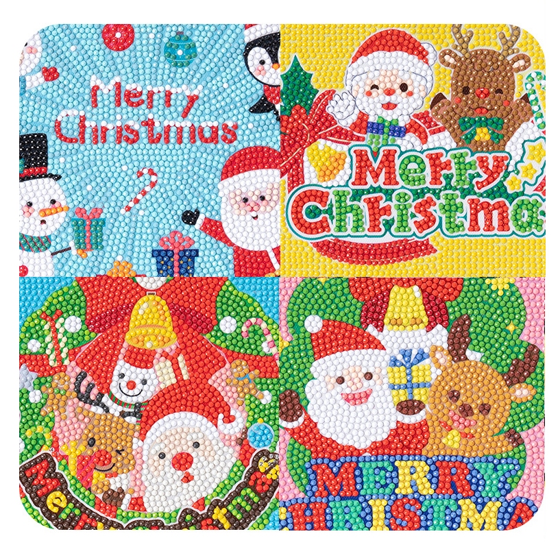 Bộ Tranh Đính Đá Giáng Sinh Handmade Tặng Kèm Khung Tranh 20*20 Cm - Tranh Đính Đá Trang Trí Giáng Sinh