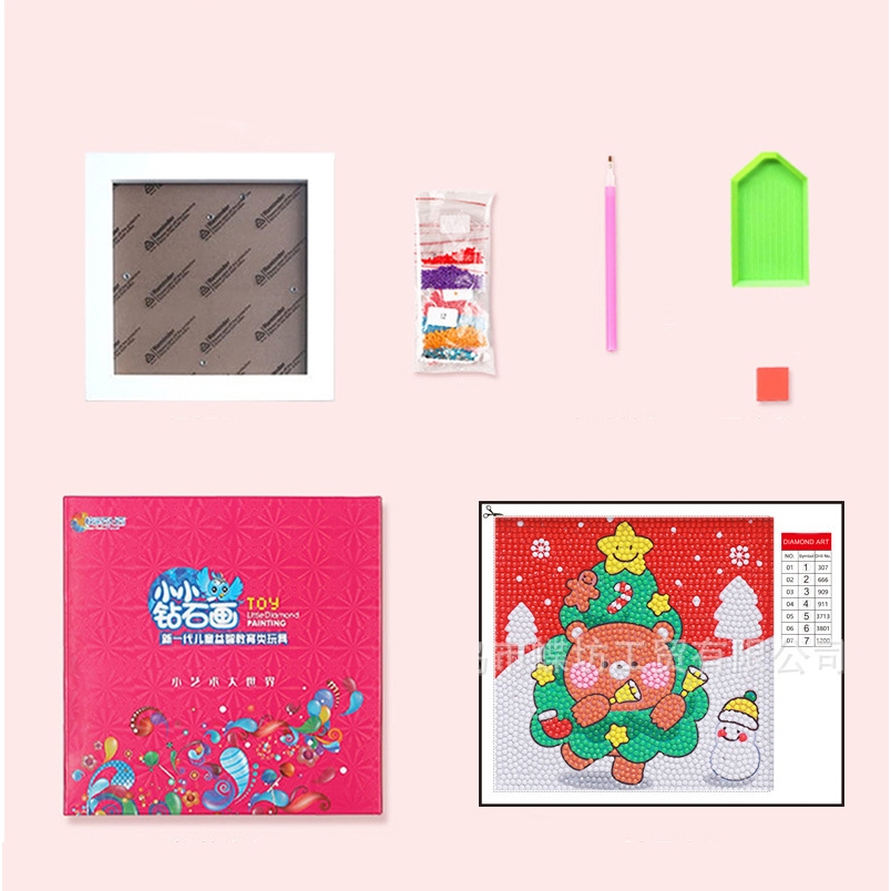 Bộ Tranh Đính Đá Giáng Sinh Handmade Tặng Kèm Khung Tranh 20*20 Cm - Tranh Đính Đá Trang Trí Giáng Sinh