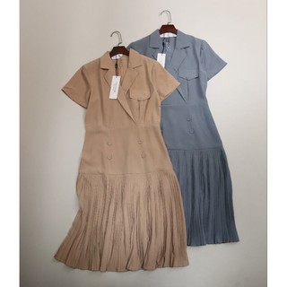 Đầm cổ vest tà dập ly dáng công sở