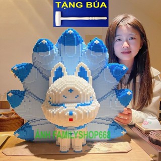 Xếp hình hồ ly 9 đuôi 46cm 48cm (TẶNG BÚA) hồ li 46cm Đồ chơi lắp ráp nano 3d mô hình bearbicks