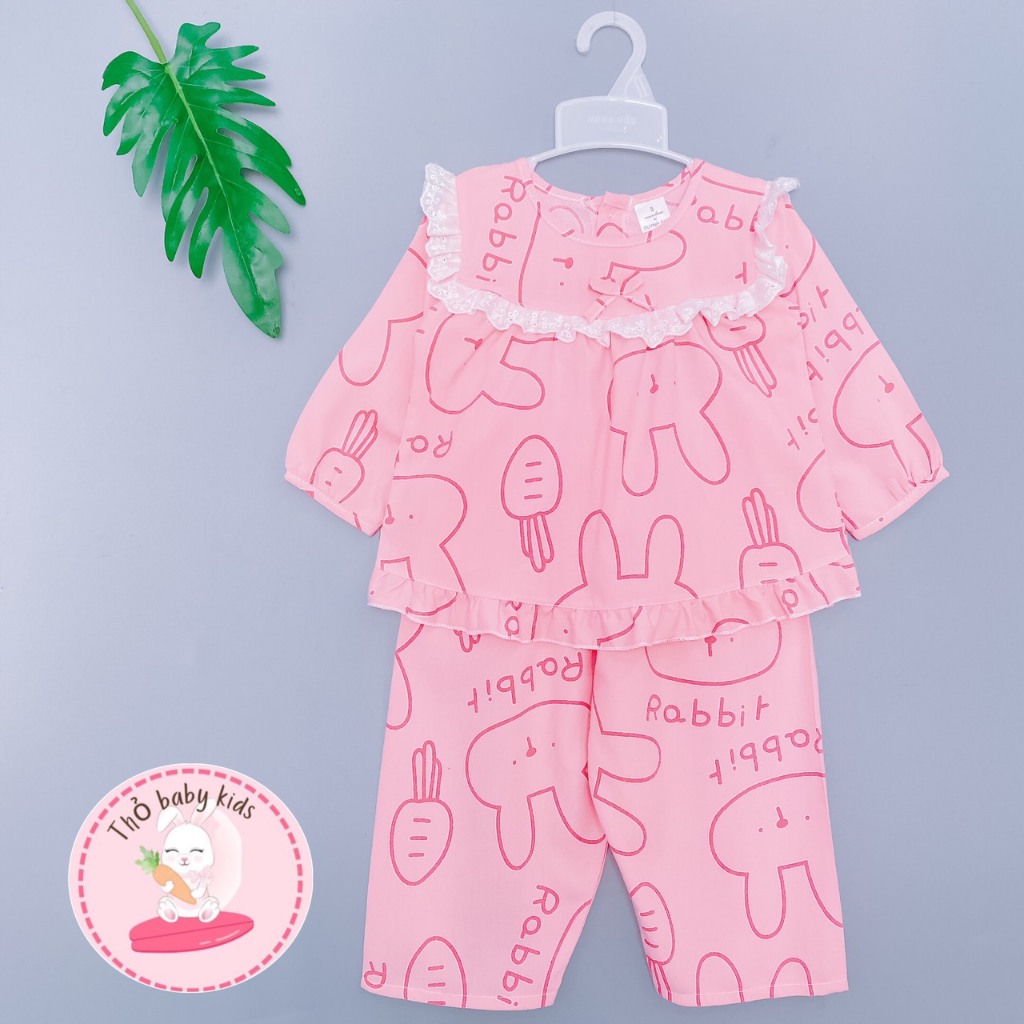 Đồ bộ tole/lanh dài bé gái, bộ lanh tay dài quần dài bé gái shop thỏ baby kids