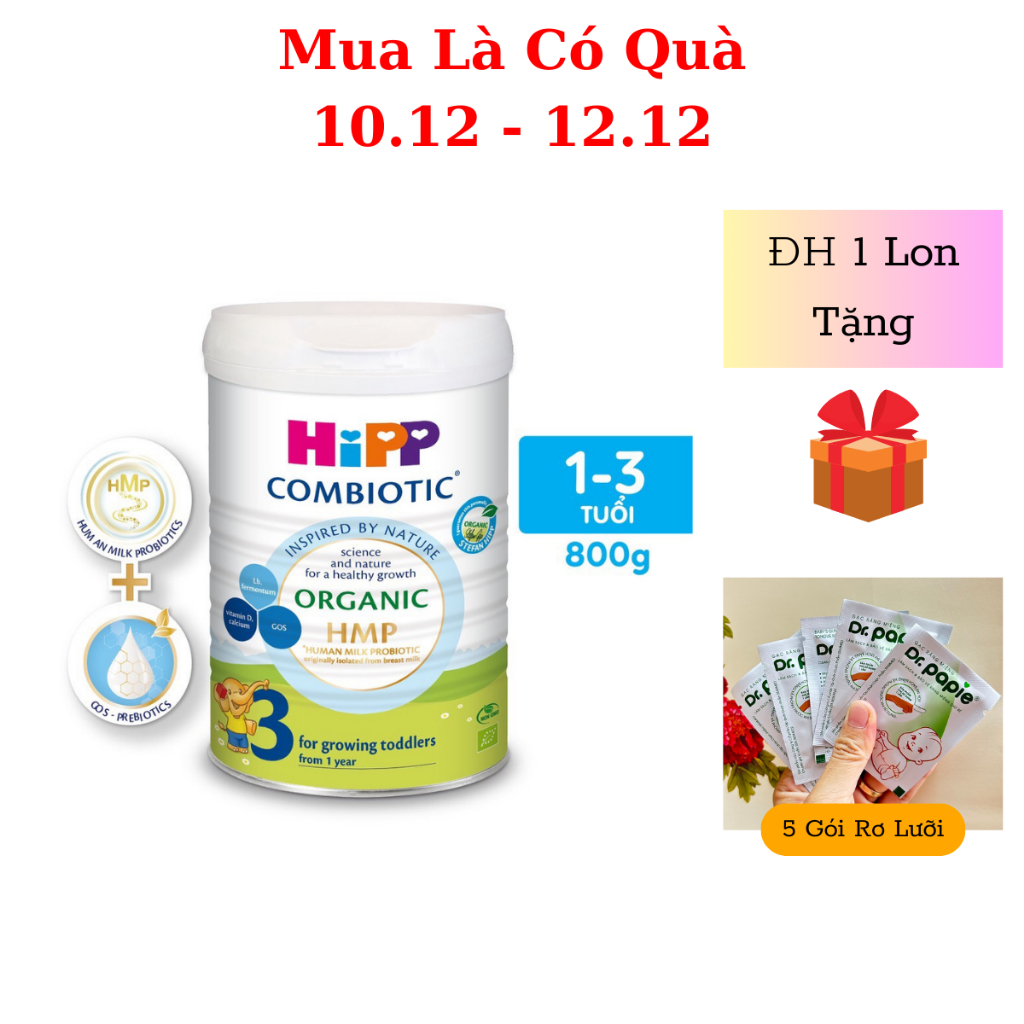 Sữa HiPP 3 Organic Combiotic 800g hỗ trợ tiêu hóa và tăng chiều cao Date 2024 - 1 Đổi 1 Nếu Lỗi NSX