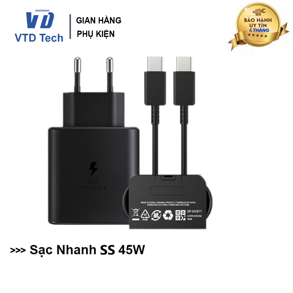 Bộ Sạc Nhanh 45W Type C Cho SS, Sạc Ổn Định, Đảm Bảo An Toàn - VTD Tech