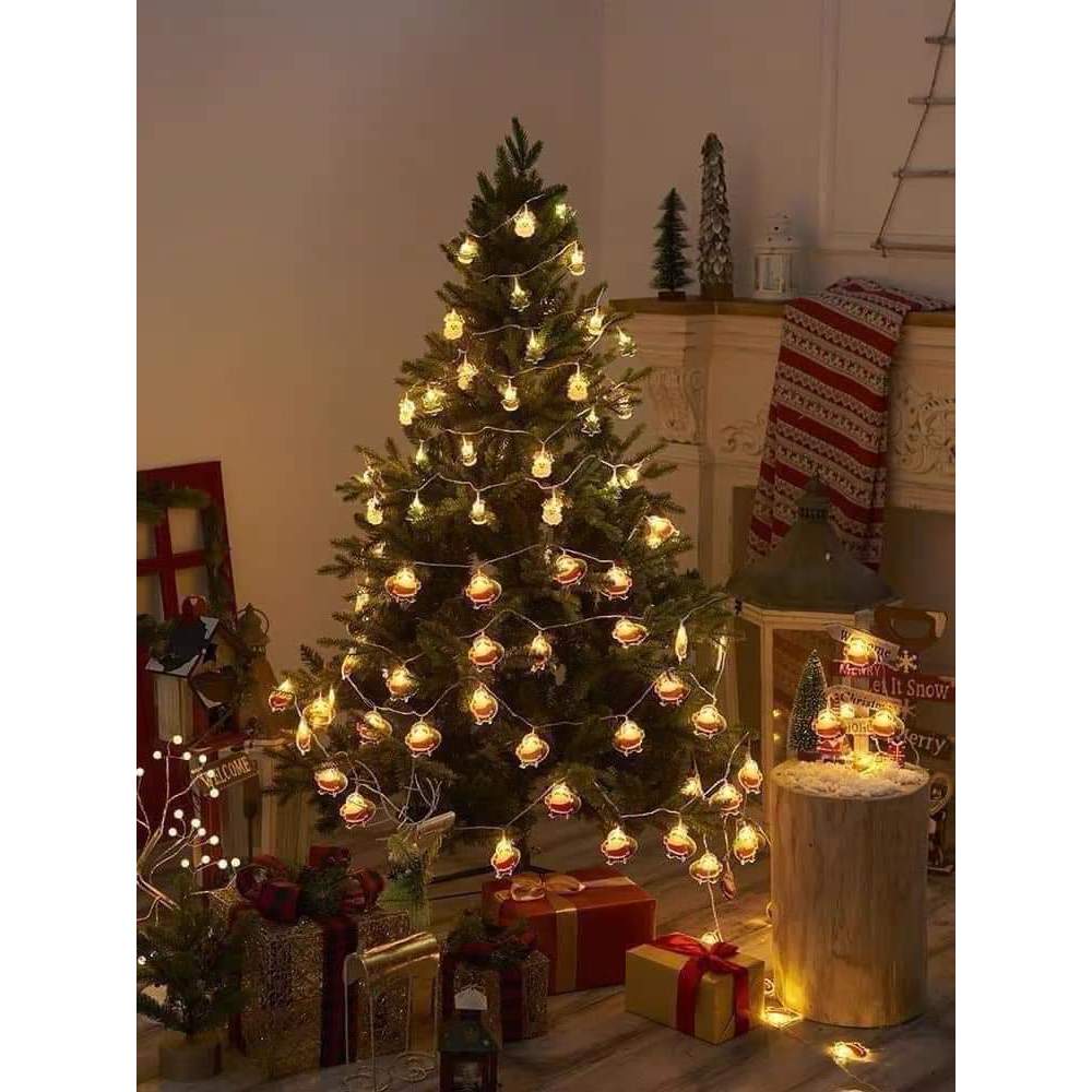 Dây đèn LED 20 bóng họa tiết ông già Noel/người tuyết xinh xắn