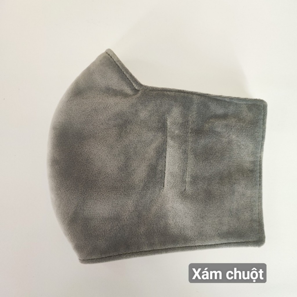 Khẩu trang vải nhung che tai màu trơn 3 lớp, Khẩu trang che tai chống nắng hiệu quả