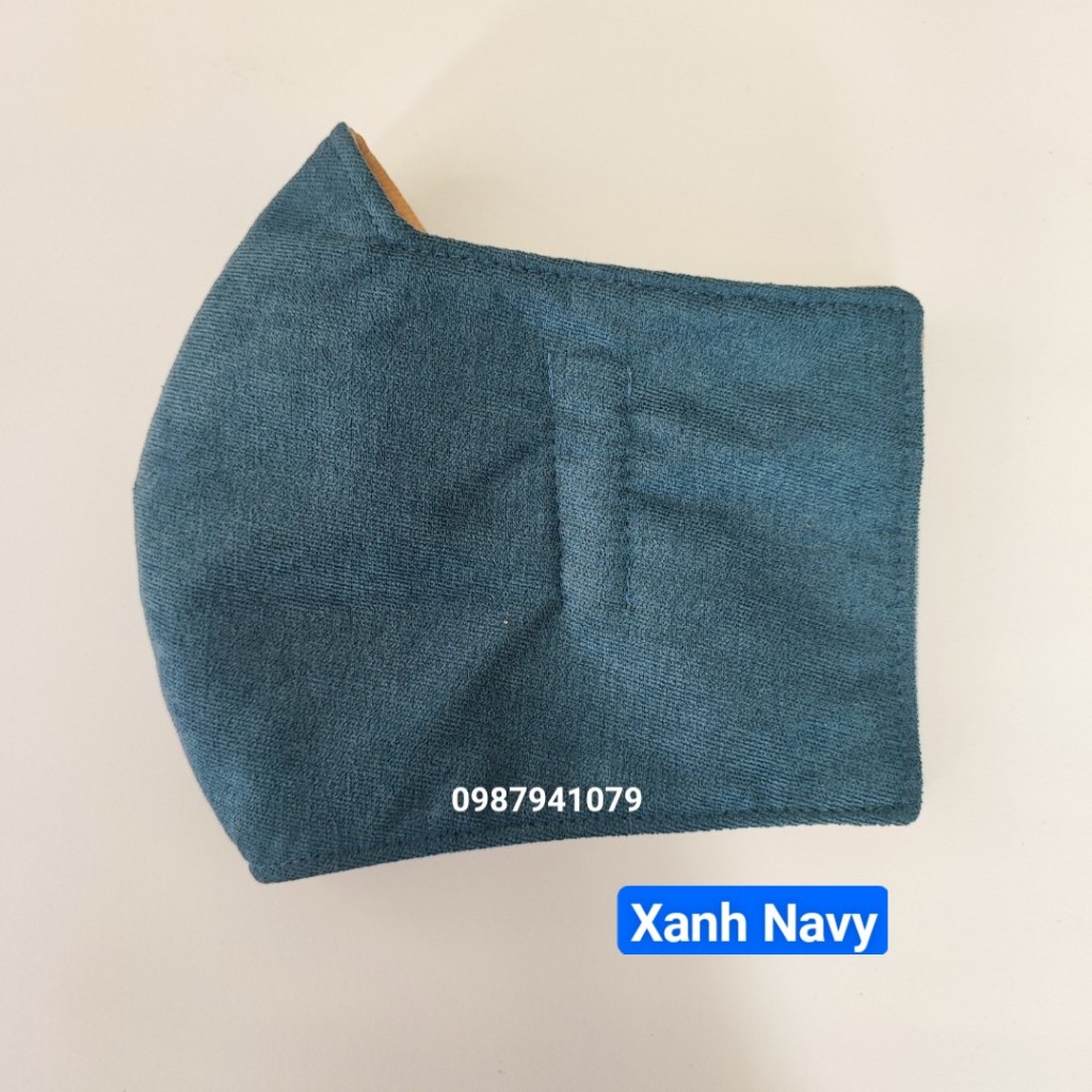 Khẩu trang vải nhung che tai màu trơn 3 lớp, Khẩu trang che tai chống nắng hiệu quả