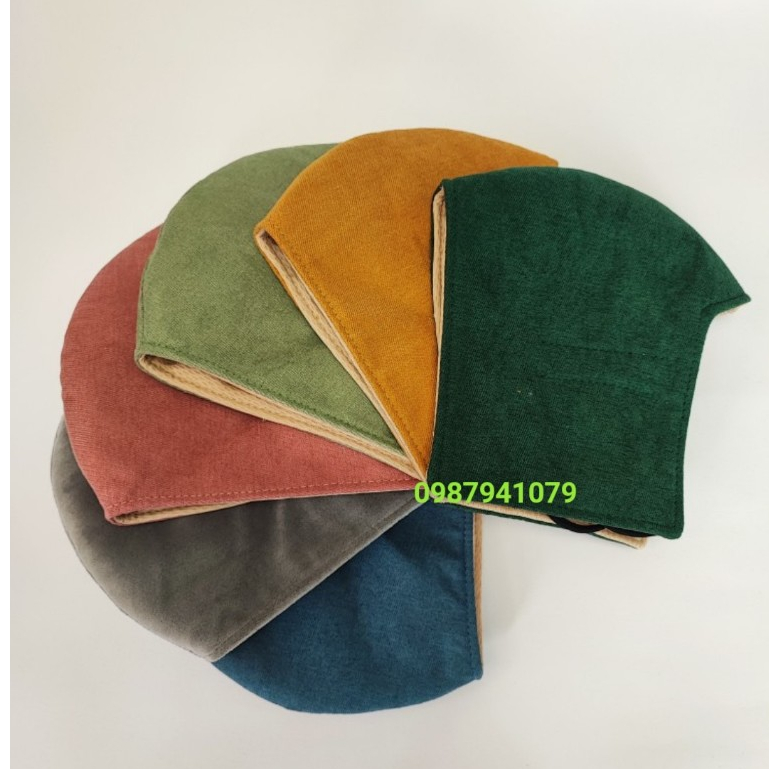 Khẩu trang vải nhung che tai màu trơn 3 lớp, Khẩu trang che tai chống nắng hiệu quả