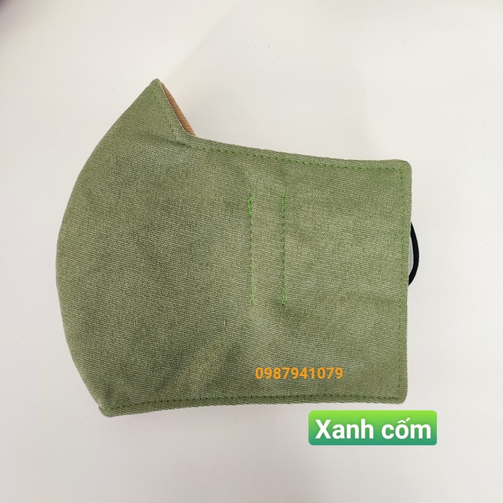 Khẩu trang vải nhung che tai màu trơn 3 lớp, Khẩu trang che tai chống nắng hiệu quả