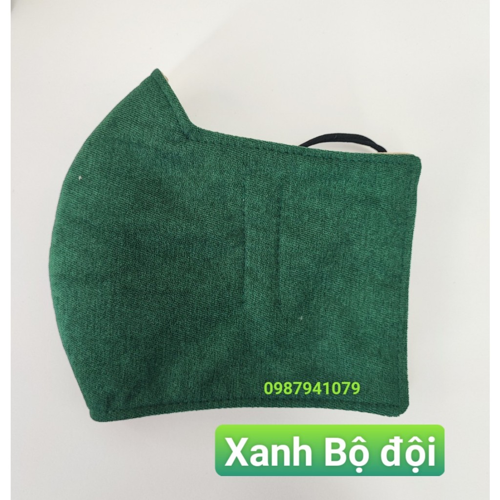 Khẩu trang vải nhung che tai màu trơn 3 lớp, Khẩu trang che tai chống nắng hiệu quả