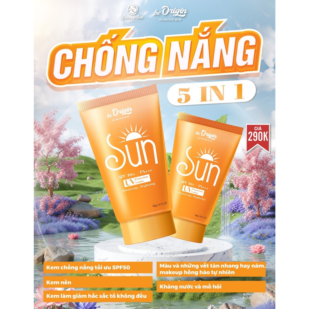 Kem chống nắng Sun nâng tone da ngăn ngừa lão hoá 50 SPF +++