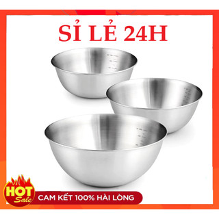 Combo 3 thau trộn inox 304 dày dặn ~set 3 tô inox to trộn slad, ướp thịt, trộn bột làm bánh