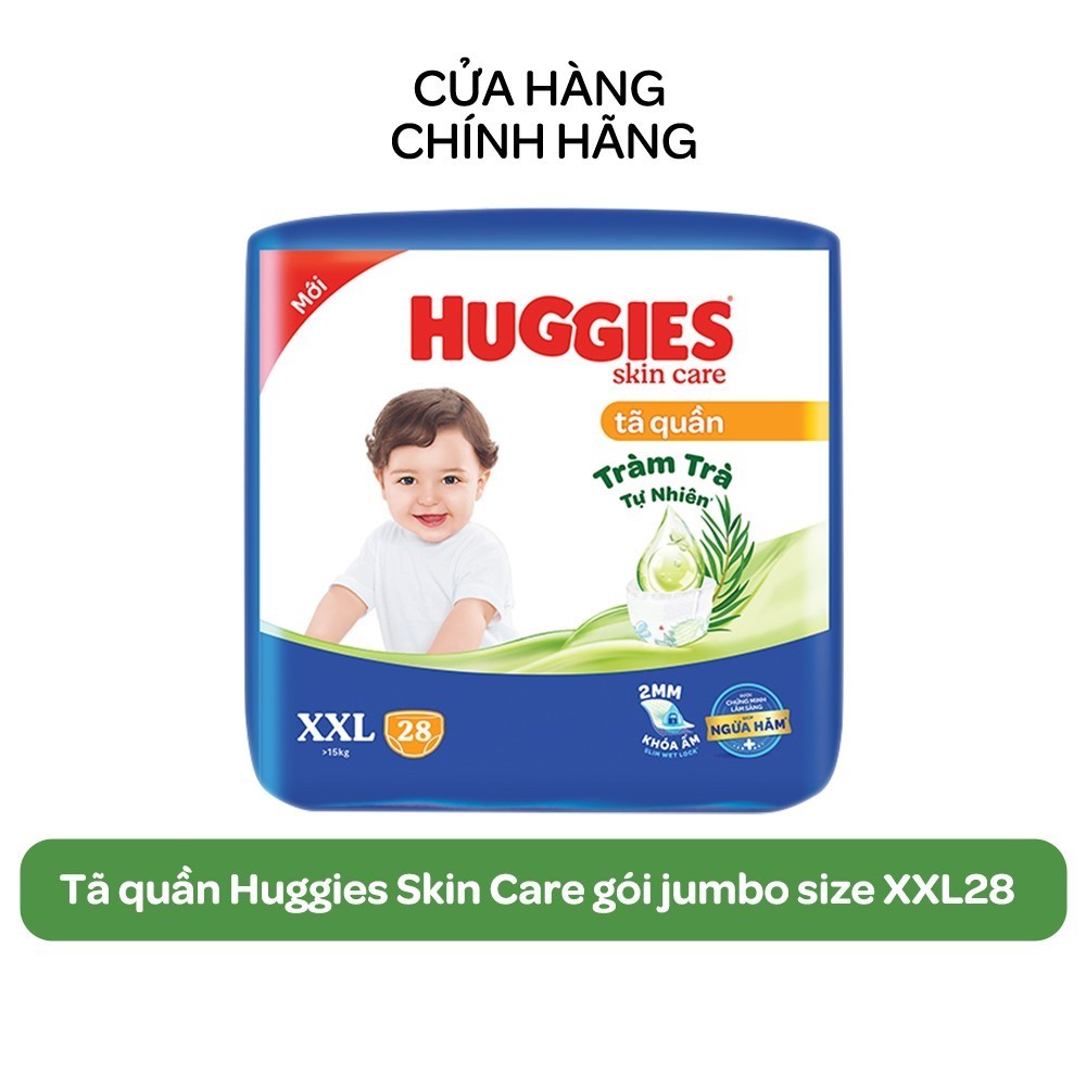 Tã quần Huggies Skin Care gói jumbo size XXL28 (số miếng tặng kèm thay đổi theo CTKM)