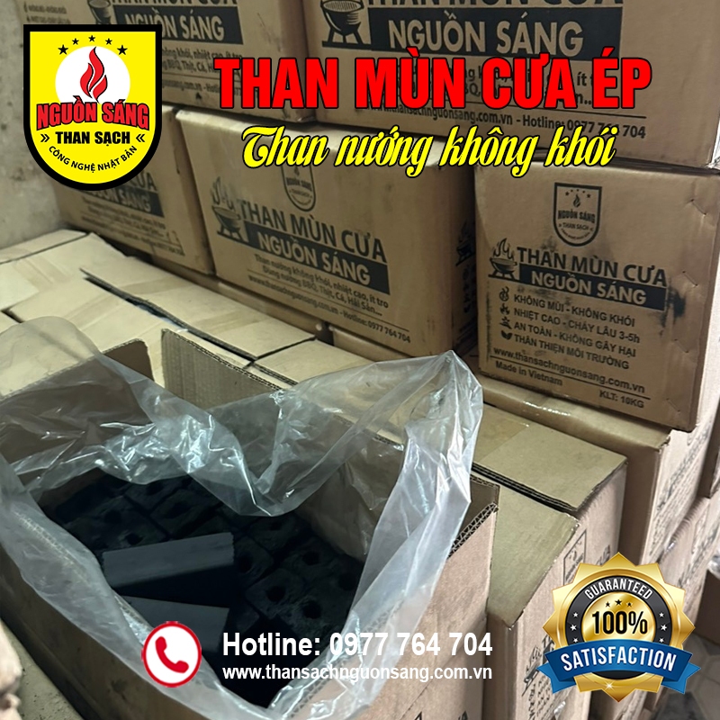 Than ép mùn cưa (thùng10kg) than nướng không khói