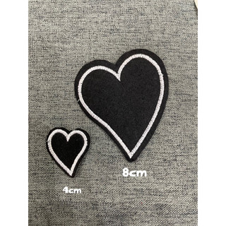 Patch vải ủi nhiệt thêu hình thời trang trái tim đen
