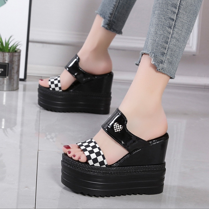 Dép Nữ hình trái tim đế xuồng cao 13cm X399-356