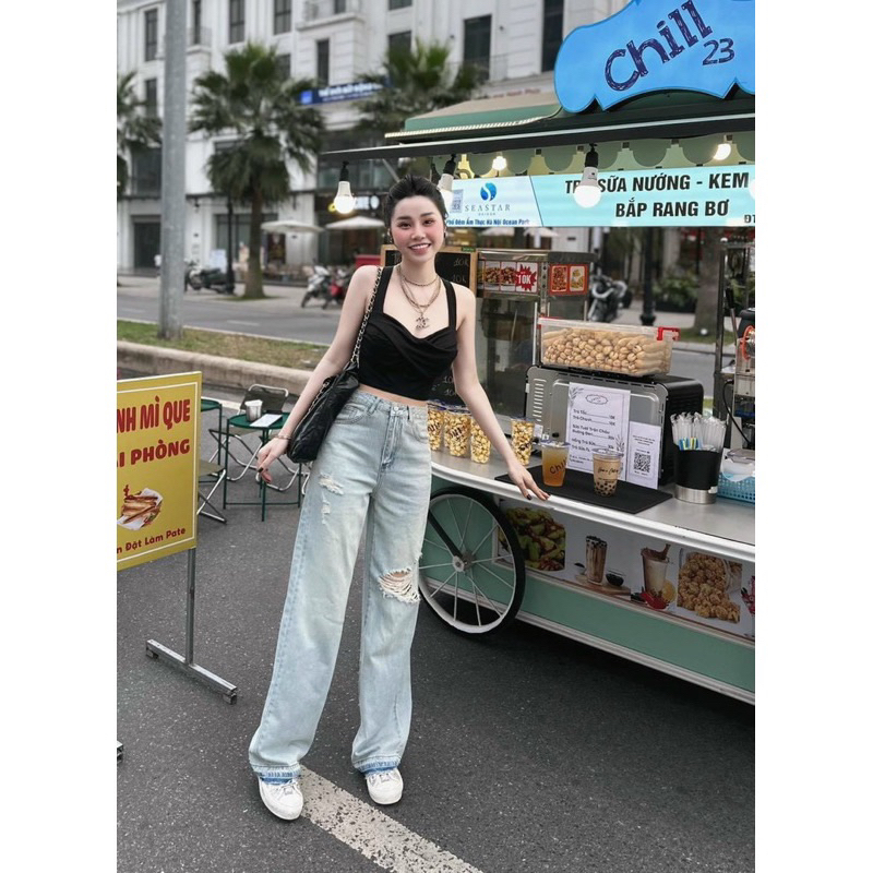 Áo croptop xoắn ngực 2 dây chéo có mút HP FASHIONTREND áo kiểu nữ thun co giãn màu đen trắng tôn dáng xinh xắn G631
