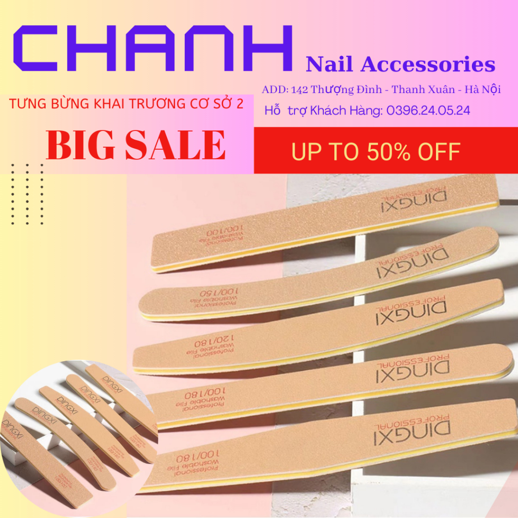 Dũa Móng Tay Phá Gel Dingxi Nhám Màu Nâu Da Bò Chuyên Dùng Cho thợ Làm Móng Bột Chuyên Nghiệp