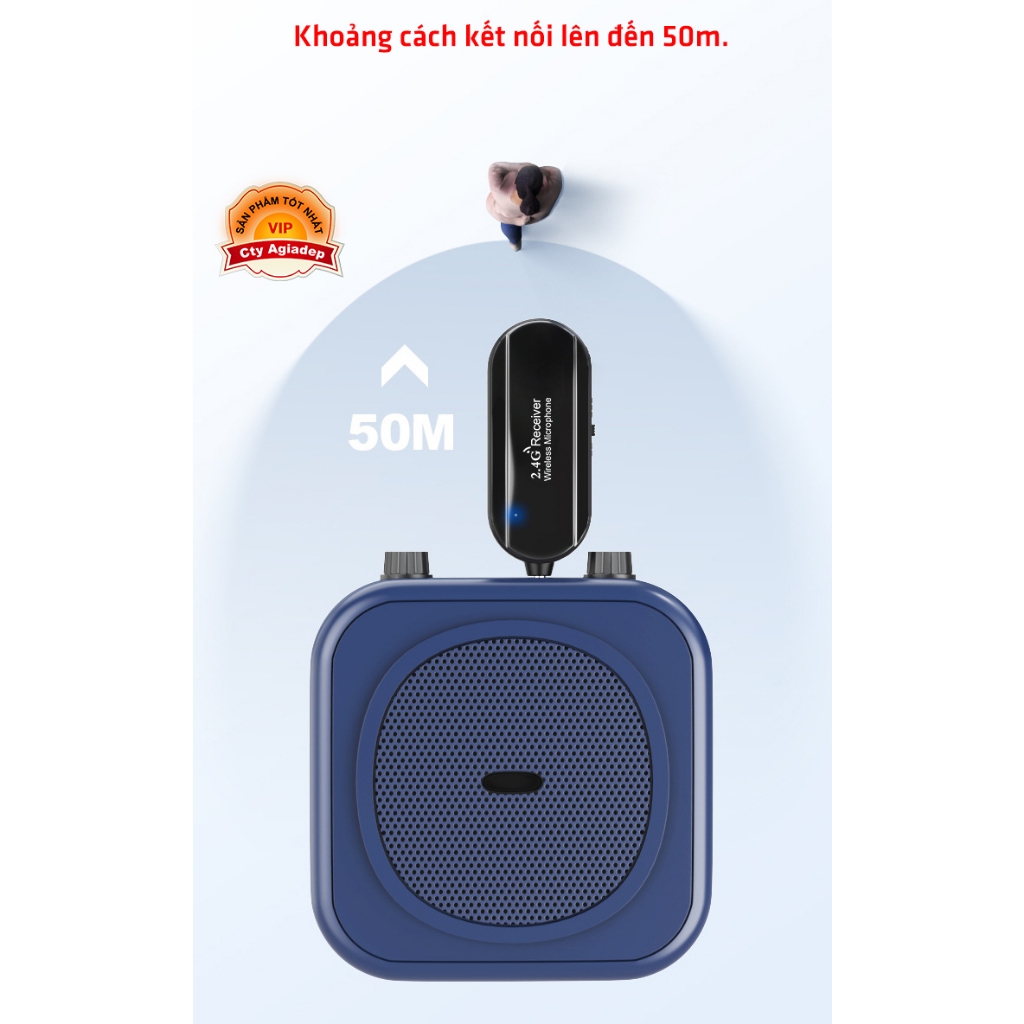 Mic không dây FM Wifi  dùng cho Loa trợ giảng MC Giáo viên Giảng viên
