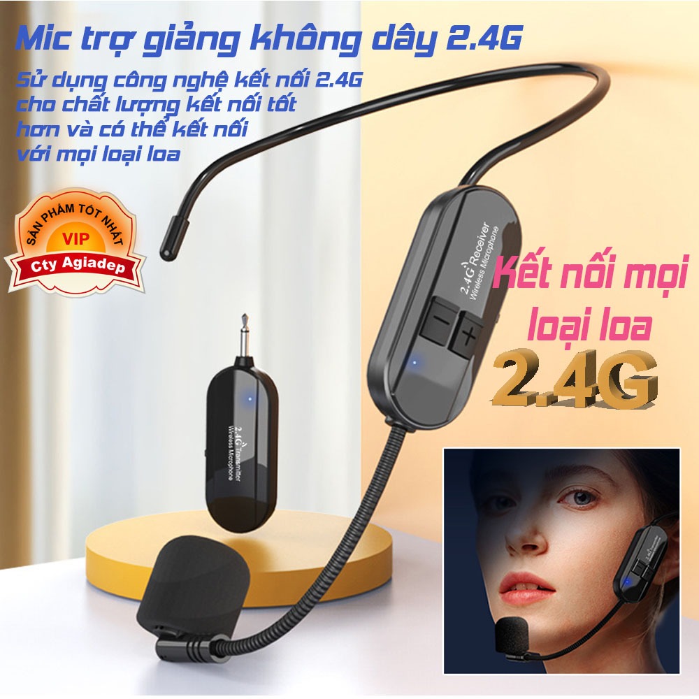 Mic không dây FM Wifi  dùng cho Loa trợ giảng MC Giáo viên Giảng viên