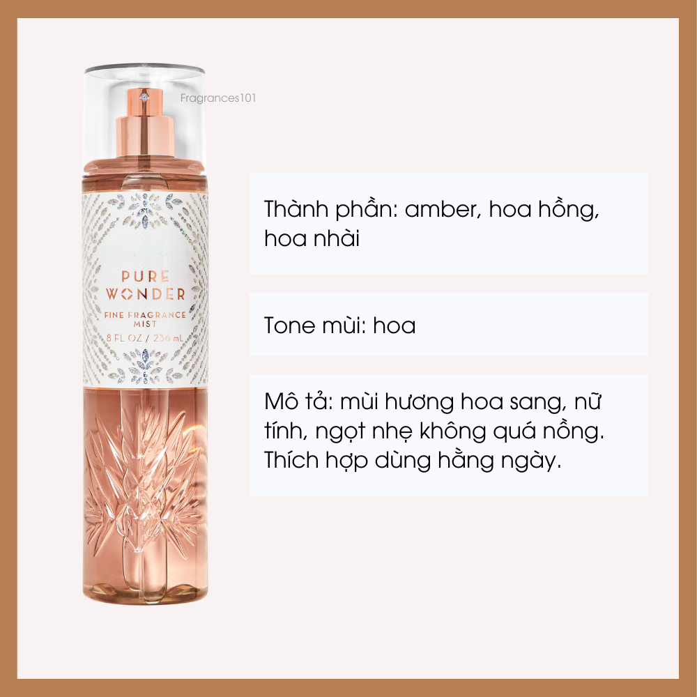 Bộ Sản Phẩm Mist Xịt Toàn Thân, Gel Tắm, Lotion Pure Wonder BBW Từ Mỹ