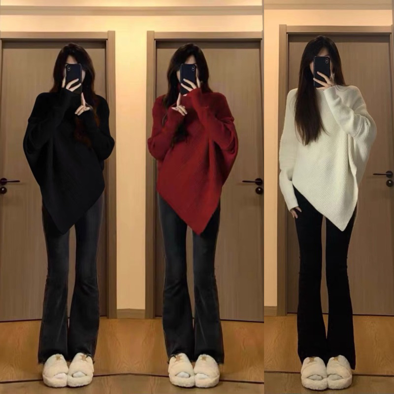 Áo len cổ lọ nữ tay cánh dơi vạt chéo áo len nữ tay dài cách điệu kiểu dáng xinh (kèm ảnh thật)