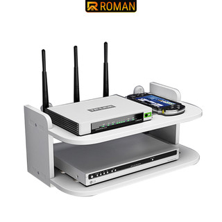 Kệ wifi, kệ treo tường 2 tầng gỗ nhựa cao cấp thương hiệu ROMAN  - IG407