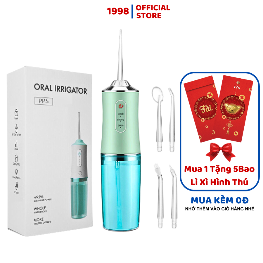 Máy tăm nước cầm tay du lịch Oral Irrigator 6886A bản rút gọn quốc tế chuẩn nha sĩ khuyên dùng mẫu mới 2023